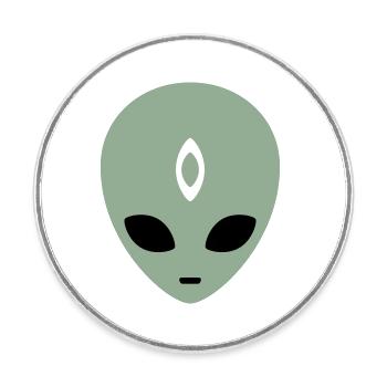 Alien Head Third Eye (three colours) - Round  fridge magnet - white - Front