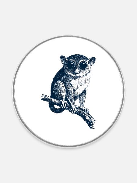 Tarsier - Koboldmaki - Runder Kühlschrankmagnet - Weiß