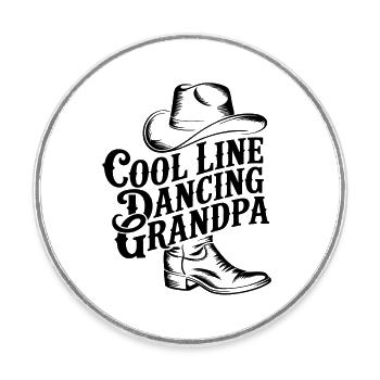 Cool Grandpa Line Dance – Cowboy Hat & Boots - Round  fridge magnet - white - Front