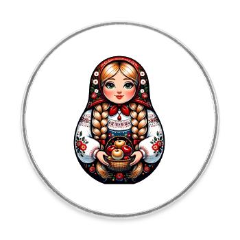  Matroschka auf russisch Matryoshka Doll Russian - Runder Kühlschrankmagnet - Weiß - Vorne