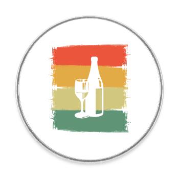 Wine - Round  fridge magnet - white - Front