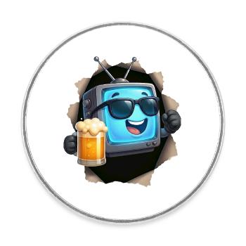TV Beer - Round  fridge magnet - white - Front