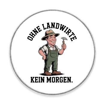Bauer Cartoon mit Hacke - Runder Kühlschrankmagnet - Weiß - Vorne