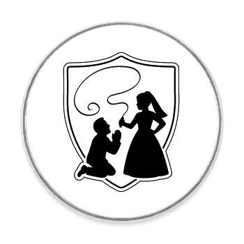 Wedding Bride and groom Couple silhouette - Round  fridge magnet - white - Front
