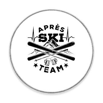 Après Ski Team, Winter sports, Ski packages - Round  fridge magnet - white - Front