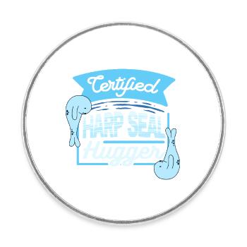 Sattelrobbe Robben Certified Harp Seal Hugger - Round  fridge magnet - white - Front