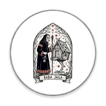 Baba Yaga Dunkle Slawische Hexenkunst - Runder Kühlschrankmagnet - Weiß - Vorne