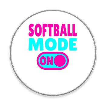 Mode softball activé - Magnet rond - blanc - Devant