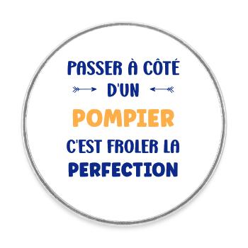 pompier - Magnet rond - blanc - Devant
