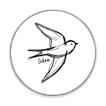 Free bird - Round  fridge magnet - white - Front