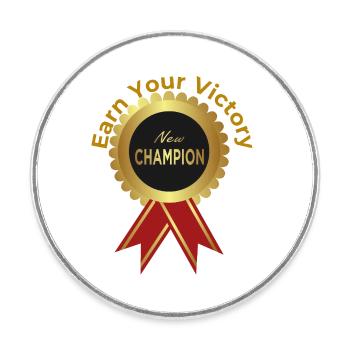 Badge de Champion Premium – Gagnez votre victoire G - Magnet rond - blanc - Devant