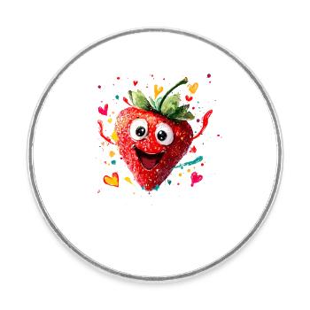 Happy Strawberry Heroine Splatter - Round  fridge magnet - white - Front