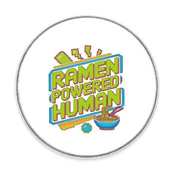 Ramen Powered Human Loves Noodle Bowl Ramen Chef - Runder Kühlschrankmagnet - Weiß - Vorne