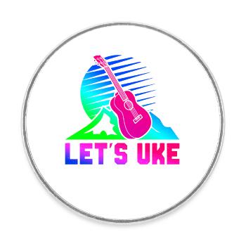 Hawaiian Ukulele Uke Retro 80s 90s - Round  fridge magnet - white - Front