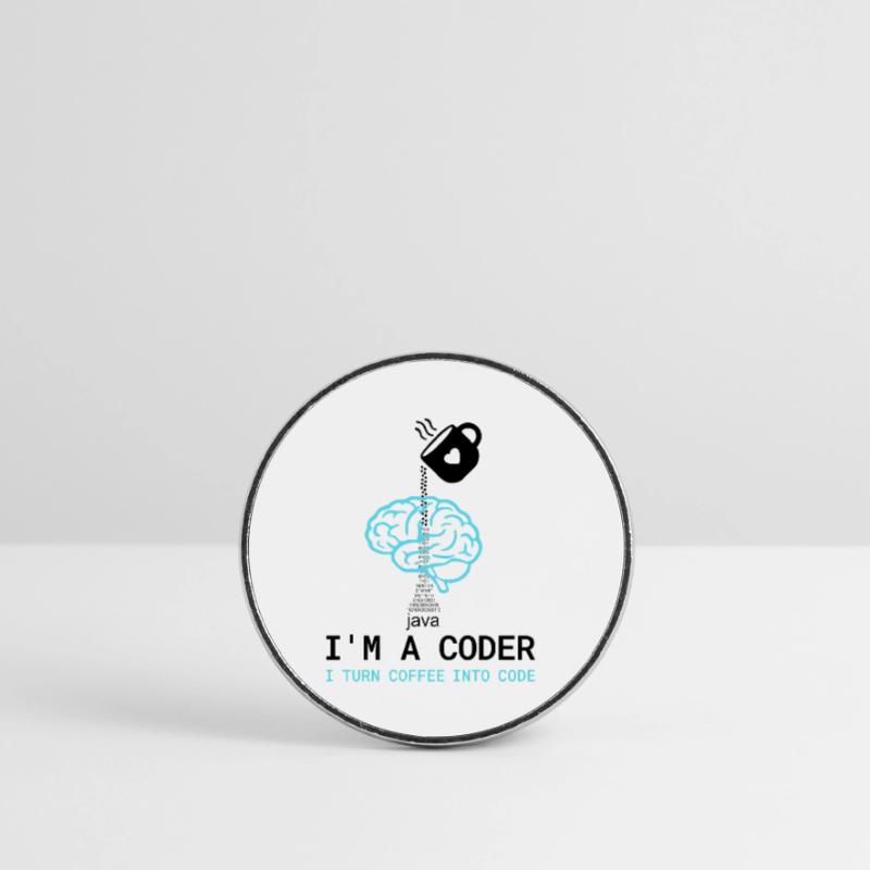 T-shirt Coder : Du café dans le code – Nerdy Programmie Magnet rond