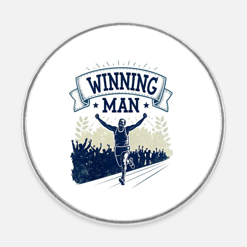 Siegerläufer | Winning Man - Runder Kühlschrankmagnet - Weiß