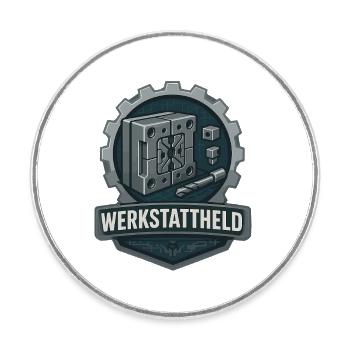 Werkstattheld, Werkzeugbau Profi - Round  fridge magnet - white - Front