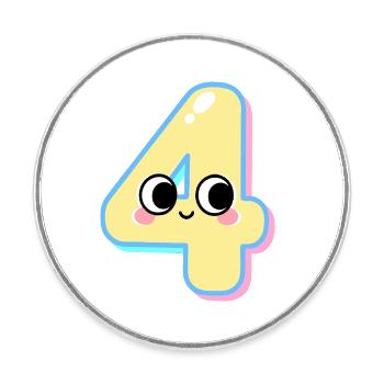 Quatre Kawaii Souriants - Magnet rond - blanc - Devant