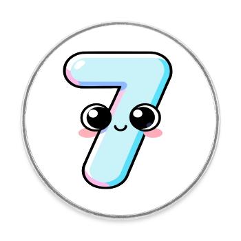 Nummer 7 Kawaii-Kuchen - Runder Kühlschrankmagnet - Weiß - Vorne