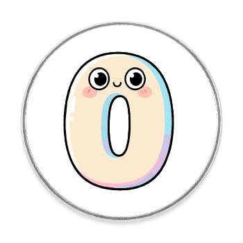 Zero Kawaii Souriant - Magnet rond - blanc - Devant