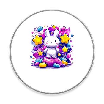 Moon Rabbit in Star Magic - Round  fridge magnet - white - Front
