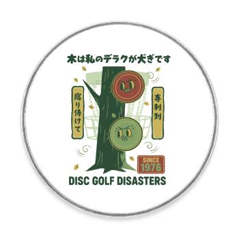 Disc Golf Disasters Since 1976 Funny Disc Golfer - Round  fridge magnet - white - Front