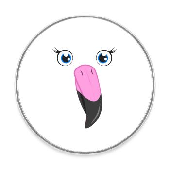 Flamingo Face Kawaii Pink Lazy DIY Bird Custome - Round  fridge magnet - white - Front