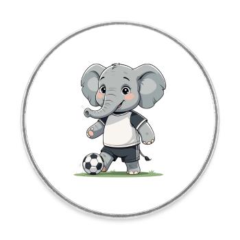 Elefant Fußballkicker - Runder Kühlschrankmagnet - Weiß - Vorne