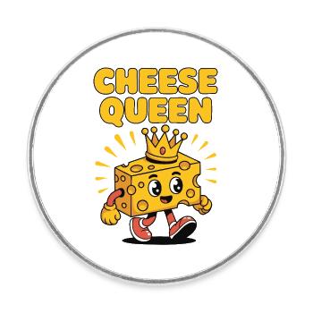 Cheese Queen – Fromage à couronne - Magnet rond - blanc - Devant