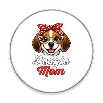 Beagle Mom Mama Rétro Vintage - Magnet rond - blanc - Devant