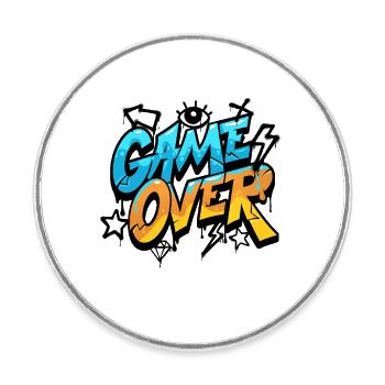 Game Over Graffiti Néon - Magnet rond - blanc - Devant