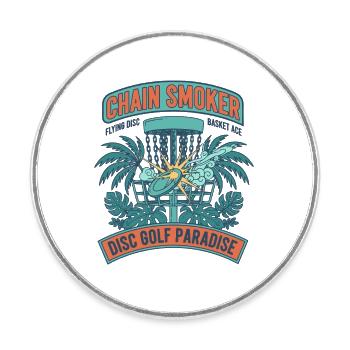 Panier de disques volant Disc Golf Smoker Chain-Smoker - Magnet rond - blanc - Devant
