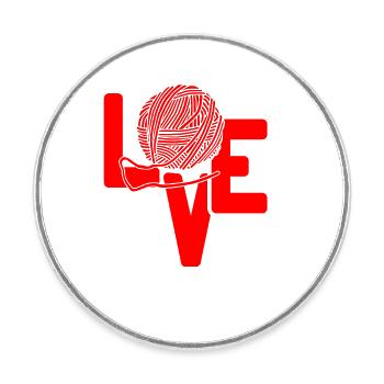 Love Yarn Funny Crochet Knitting Humor Lovers - Runder Kühlschrankmagnet - Weiß - Vorne