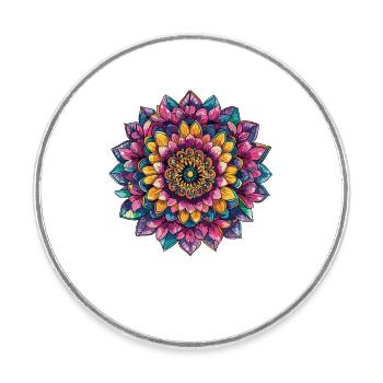 Living Mandala Blossoms - Round  fridge magnet - white - Front