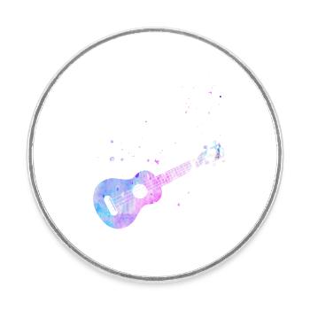 Aquarelle ukulélé hawaïen - Magnet rond - blanc - Devant