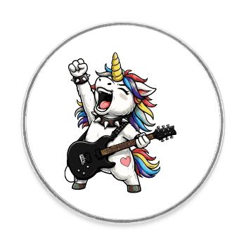 Rock Arc-en-ciel Licorne - Magnet rond - blanc - Devant