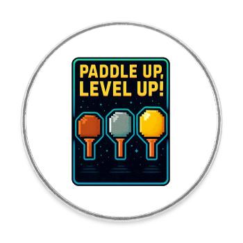 Paddeln hoch, Level Up, Tischtennis. - Runder Kühlschrankmagnet - Weiß - Vorne