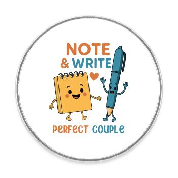 Note & Write Perfect Couple - Runder Kühlschrankmagnet - Weiß - Vorne