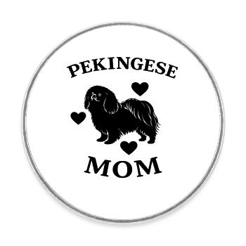 Lustiges Pekinese Mom - Runder Kühlschrankmagnet - Weiß - Vorne