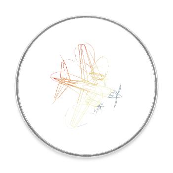 Retro Airplane Drawing - Round  fridge magnet - white - Front