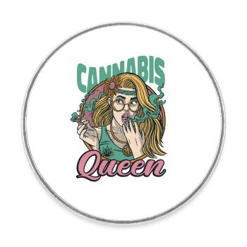 Tenue de Reine du Cannabis - Magnet rond - blanc - Devant