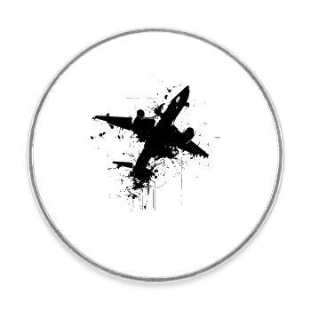 Airplane Drawing - Round  fridge magnet - white - Front