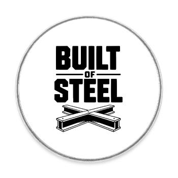 Construit en acier - Magnet rond - blanc - Devant
