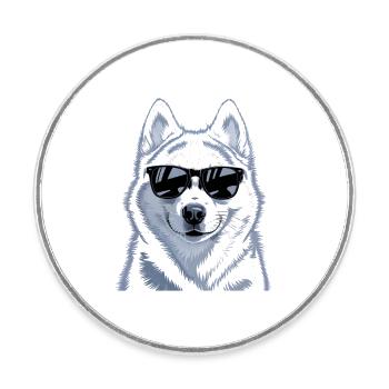 Husky - Round  fridge magnet - white - Front