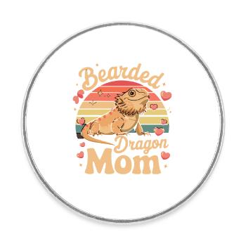 Maman du Dragon Barbu, Maman des Dragons Barbus, Maman des reptiles - Magnet rond - blanc - Devant