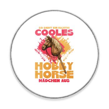 HobbyHorse Retro Glanz - Runder Kühlschrankmagnet - Weiß - Vorne