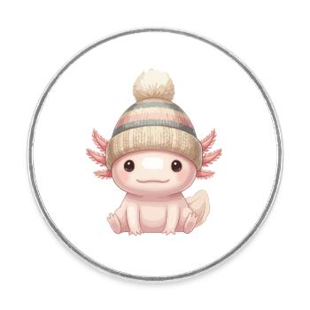Chapeau d’Axolotl - Magnet rond - blanc - Devant