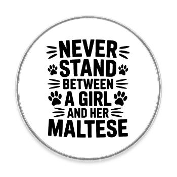 Dictons maltais Chiens Drôle de cadeau maltais - Magnet rond - blanc - Devant
