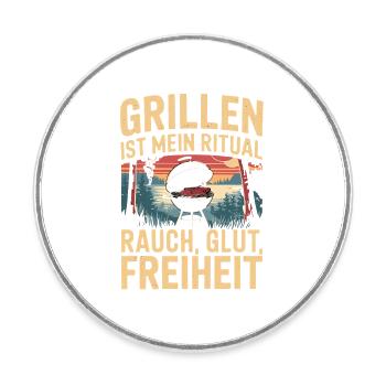  Grillen Ist Mein Ritual Rauch Glut Freiheit BBQ - Runder Kühlschrankmagnet - Weiß - Vorne