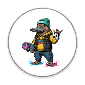 Cosmic Duck Streetstyle - Runder Kühlschrankmagnet - Weiß - Vorne